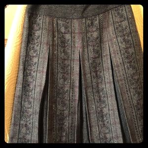 Embellished plaid wool skirt